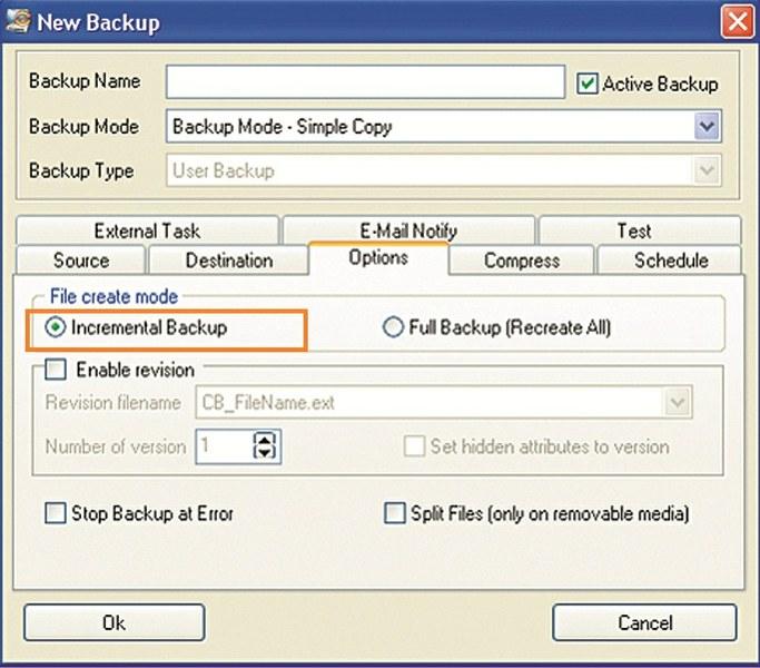 (7) Comodo BackUp. В программе реализована функция инкрементного копирования