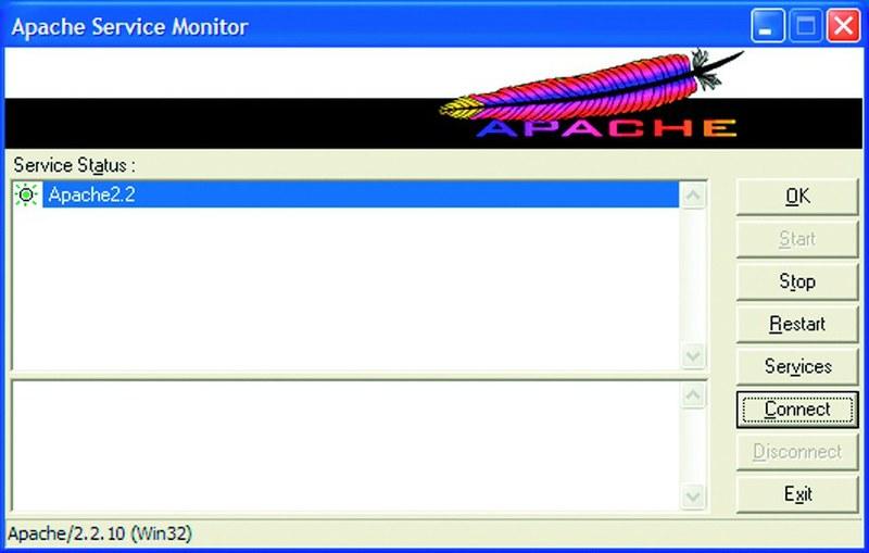 Apache Service Monitor позволяет остановить службу или перезапустить сервер