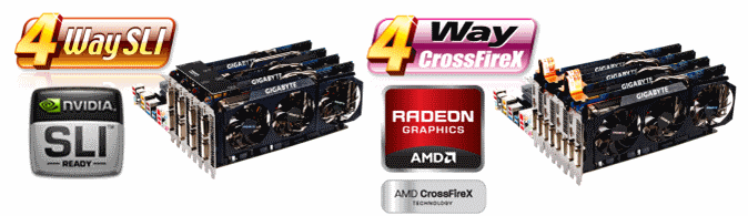 4-way AMD CrossFireX / NVIDIA SLI 