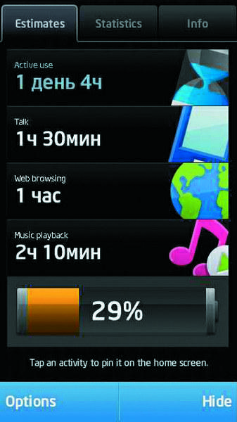 Nokia Battery Monitor и аналогичные программы позволяют рассчитать среднее время работы в разных режимах использования смартфона