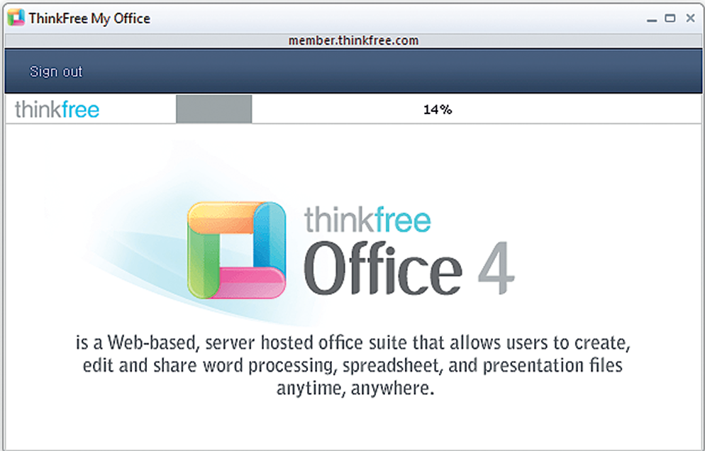 Сервис ThinkFree Office работает слишком медленно. Например, запуск редактора как онлайн-приложения занимает 10–20 минут, в зависимости от скорости соединения