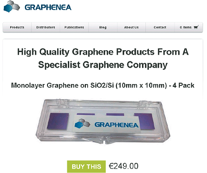 Графен пока еще довольно дорог. На сайте graphenea.com четыре небольшие пластины на кремниевой подложке продаются по цене €249 (около 10 500 рублей)*.