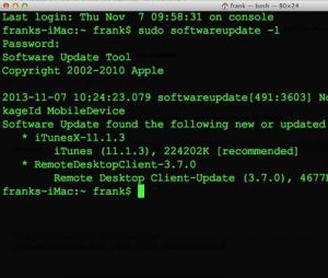 Обновление Mac OS X с помощью Terminal
