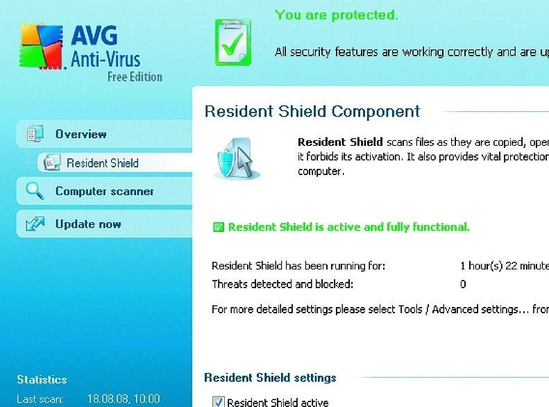 AVG Anti-Virus Free автоматически проверяет все скачиваемые файлы в фоновом режиме