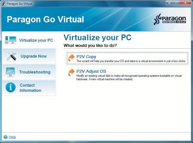 Windows XP Professional. Paragon Go Virtual преобразует системный раздел в виртуальный жесткий диск