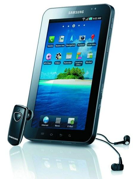 В комплекте с Bluetooth-гарнитурой Samsung Galaxy Tab пригоден и для телефонных звонков