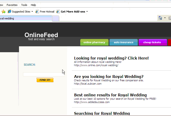 Мошеннические ссылки на новости о королевской свадьбе в Великобритании
