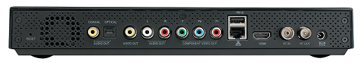 На задней панели ASUS O!Play TV Pro присутствуют разъемы USB 3.0, HDMI 1.4, аналоговый и композитный видеовыходы, а также Ethernet-порт