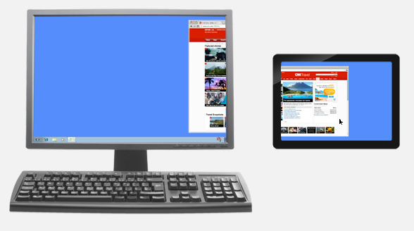 Утилита REDFLY ScreenSlide позволит использовать экран планшета в качестве дополнительного монитора. Источник - http://www.celiocorp.com/screenslider. Скриншот