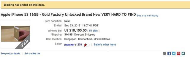 iPhone 5S был продан на eBay за $10 100