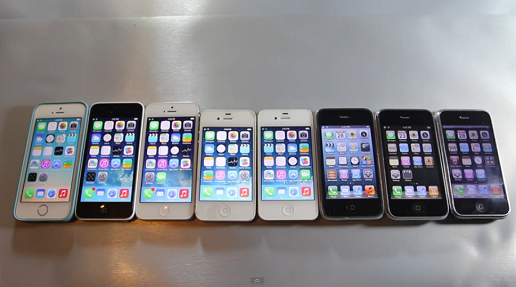 Восемь поколений iPhone собрали вместе, чтобы подвергнуть сравнительному испытанию на скорость. Видео 