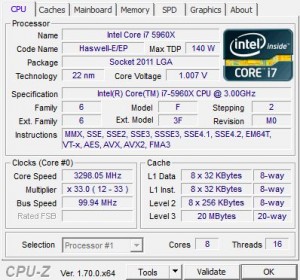 Intel Core i7-5960X CPU-Z