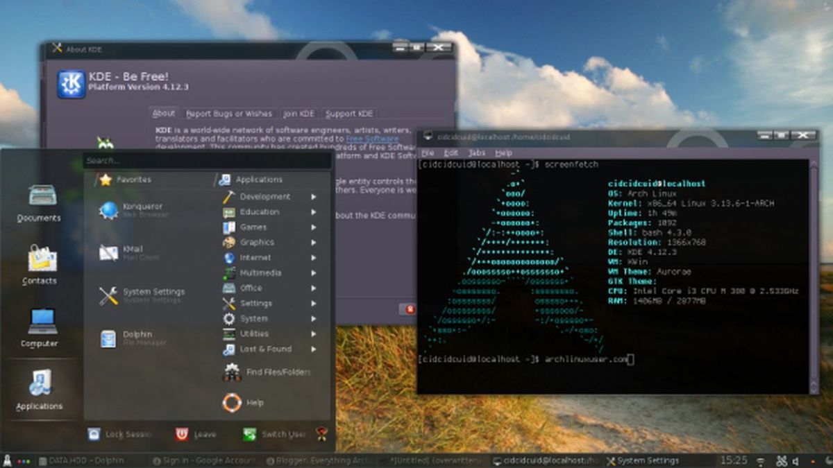 Arch Linux с KDE: подходит прежде всего опытным пользователям. Источник: archlinuxuser.com