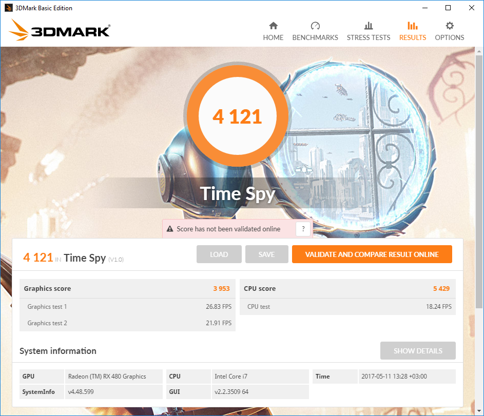 Gigabyte GA-Z270X-Gaming 7: тестовый пакет 3DMark TimeSpy