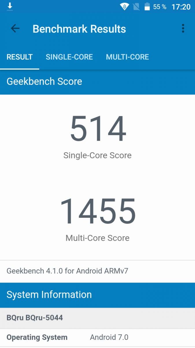 Geekbench 4: BQ-5044 Strike LTE