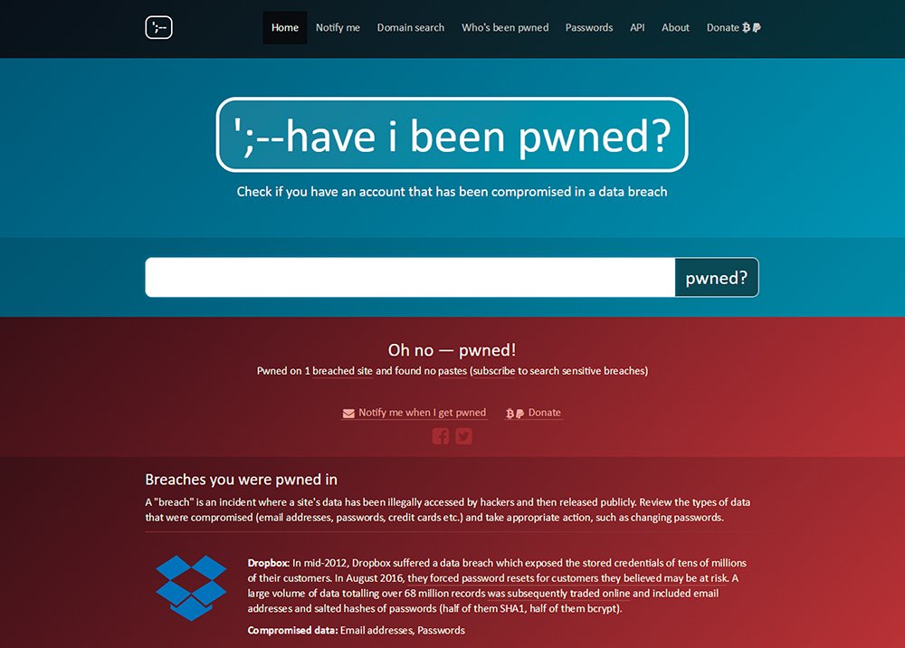 Сайт haveibeenpwned.com проверяет практически все известные базы данных паролей на наличие вашего аккаунта.