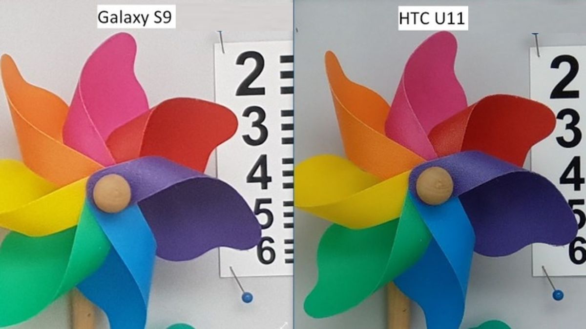 В деталях HTC U11 (справа) предлагает лучшую контрастность, несколько более яркие цвета и более высокую детализацию; зато фотографии Galaxy S9 — ярче