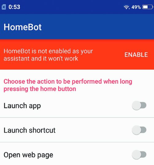 Приложение HomeBot позволяет настроить кнопку «Домой». На этом рисунке при долгом нажатии открываются «Карты Google»