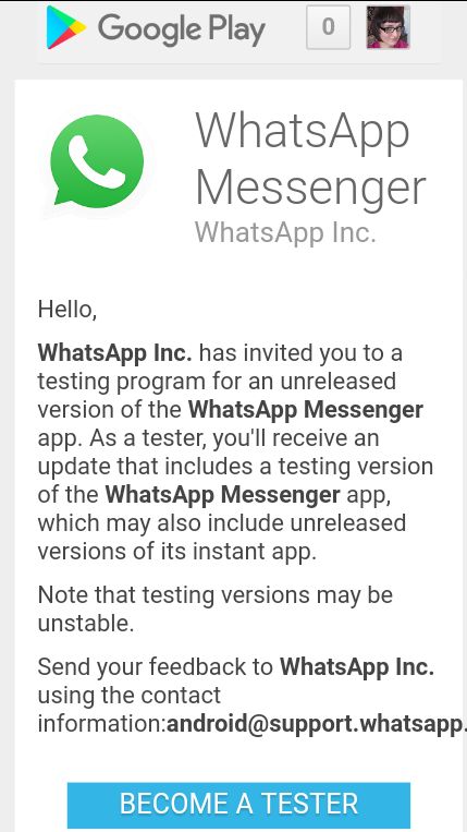 Бета-тест WhatsApp