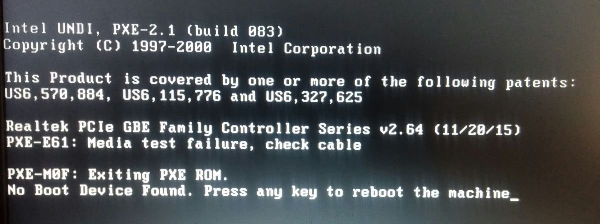No Boot Device Found