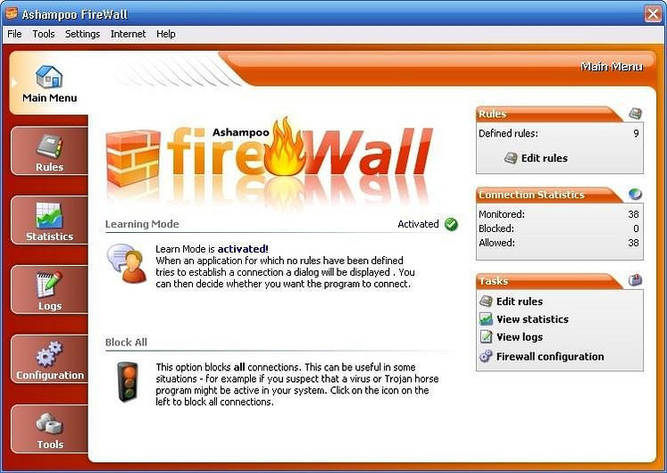 Ashampoo FireWall: бесплатная сетевая таможня