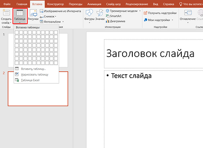 Как сделать таблицу в PowerPoint: 2 простых способа