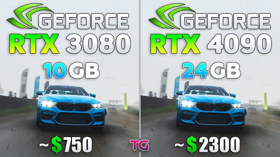 Видеокарты GeForce RTX 3080 и GeForce RTX 4090 сравнили в играх  какова разница