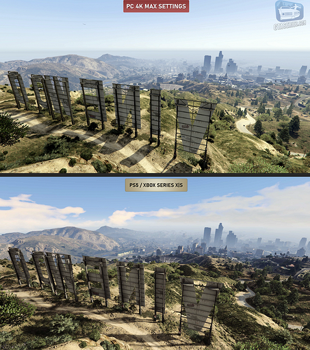 Улучшенную GTA V для консолей PS5 и Xbox Series S/X сравнили с простой версией игры для ПК