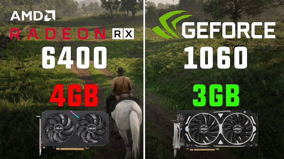 Radeon RX 6400 с 4 ГБ видеопамяти сравнили с 3-гигабайтной GeForce GTX 1060 в 8 современных AAA-играх