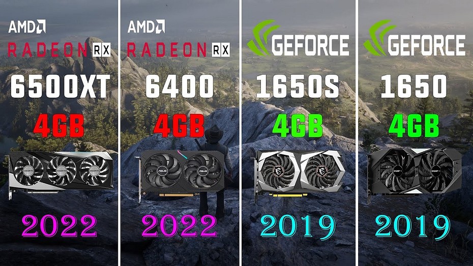 Видеокарты Radeon RX 6500 XT, Radeon RX 6400, GeForce GTX 1650 SUPER и GeForce GTX 1650 сравнили в современных ААА-играх  какая лучше