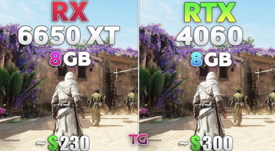 Видеокарты Radeon RX 6650 XT и GeForce RTX 4060 сравнили в 10 ААА-играх