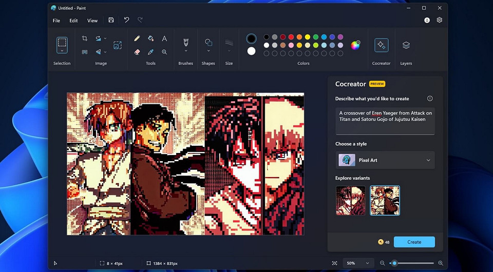 В Paint для Windows 11 добавили ИИ-генератор изображений на базе нейросети DALL-E 3