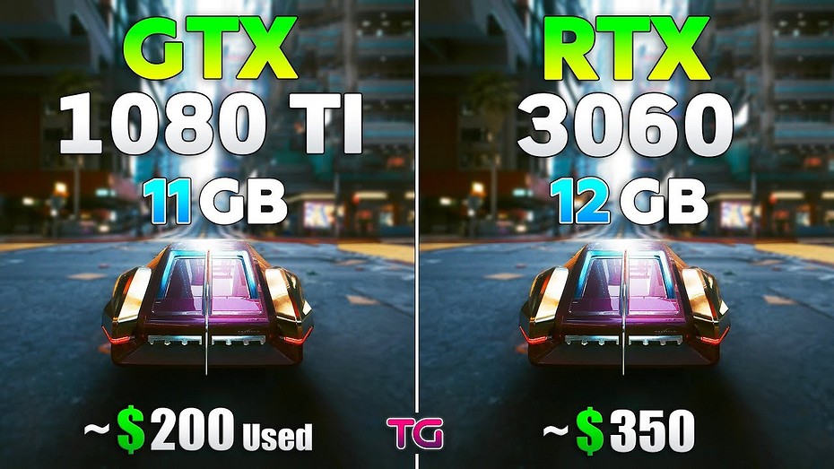 Топовую видеокарту GeForce GTX 1080 Ti из 2017 года сравнили с недорогой GeForce RTX 3060 2021 года выпуска в 10 играх