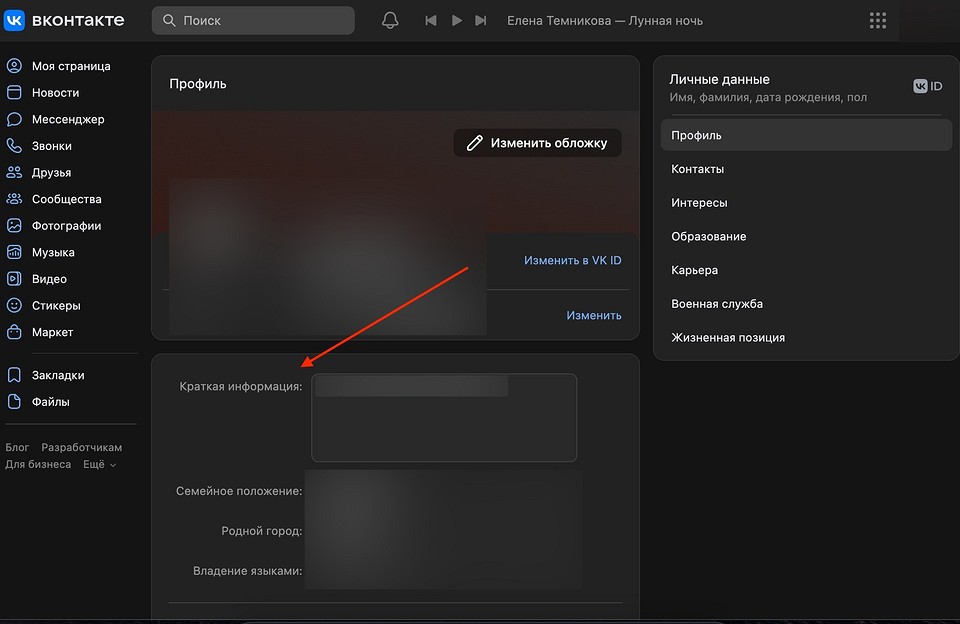 Как поставить статус в ВК: от текстового описания до трансляции музыки Как поставить статус в ВК: от текстового описания до трансляции музыки