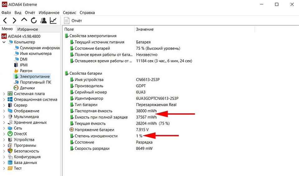 Как узнать емкость батареи ноутбука и оценить ее износ в Windows и Mac OS