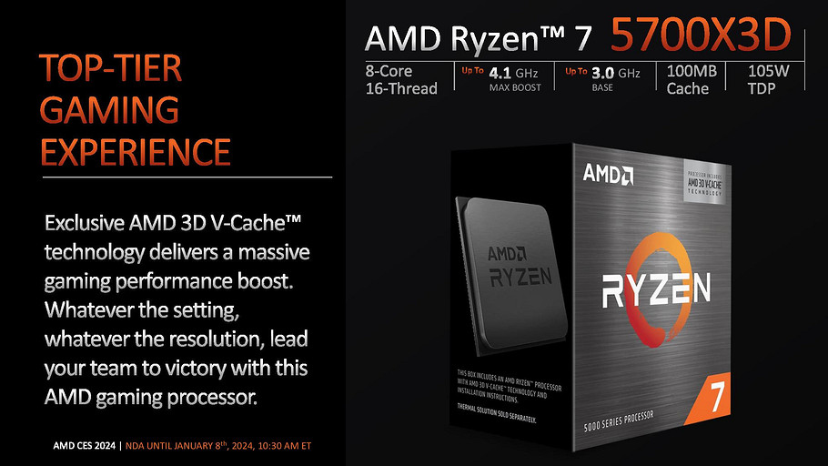 Представлены процессоры AMD Ryzen 7 5700X3D, Ryzen 5 5600GT и Ryzen 5 5500GT