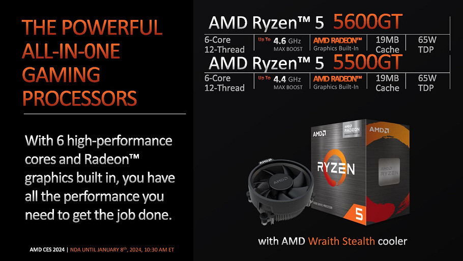 Представлены процессоры AMD Ryzen 7 5700X3D, Ryzen 5 5600GT и Ryzen 5 5500GT