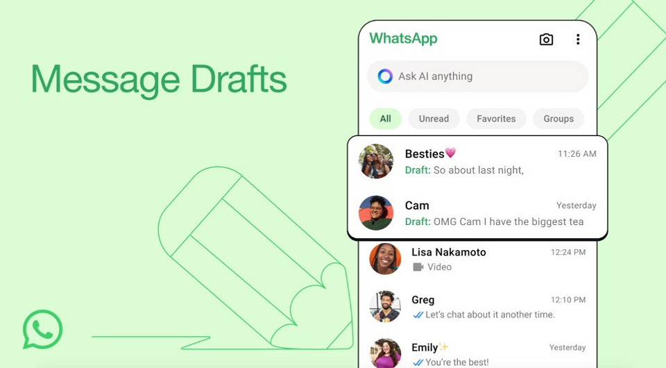 WhatsApp добавил «черновики». Теперь вы не забудете дописать начатое сообщение