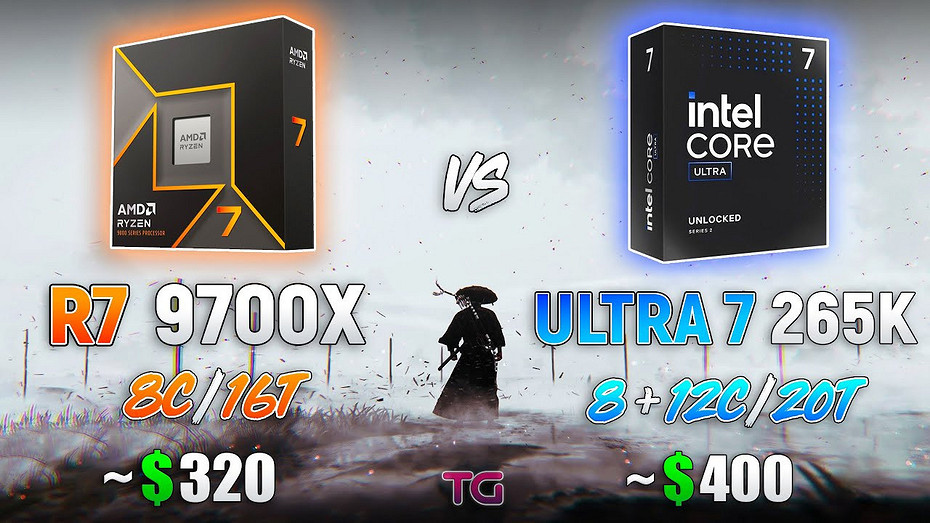 Какой актуальный процессор быстрее Intel Core Ultra 7 265K сравнили AMD Ryzen 7 9700X в 10 играх