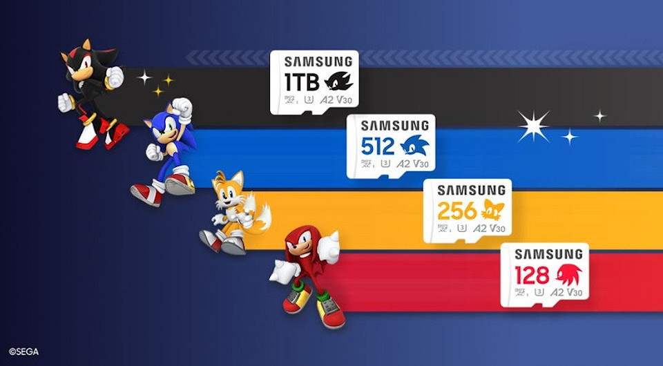 Samsung выпустила сверхпрочные и быстрые карты памяти microSD с персонажами из «Соника»