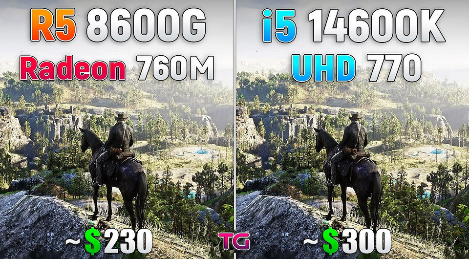 AMD Ryzen 5 8600G с встройкой Radeon 760M сравнили с Intel Core i5-14600K с UHD 770