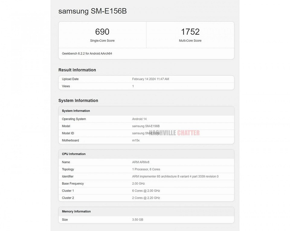 Samsung Galaxy F15 5G протестировали в Geekbench до презентации
