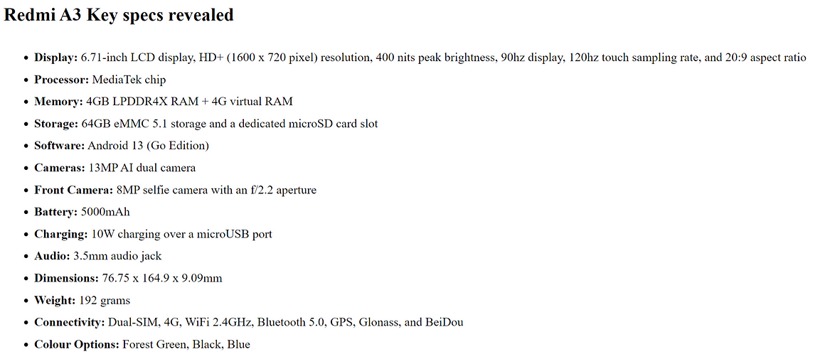Раскрыт дизайн и характеристики бюджетника Redmi A3 — это будет 100% хит продаж