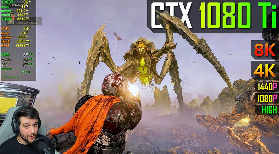 Популярную Helldivers 2 протестировали с GeForce GTX 1080 Ti в 1080p, 2K, 4K и 8K