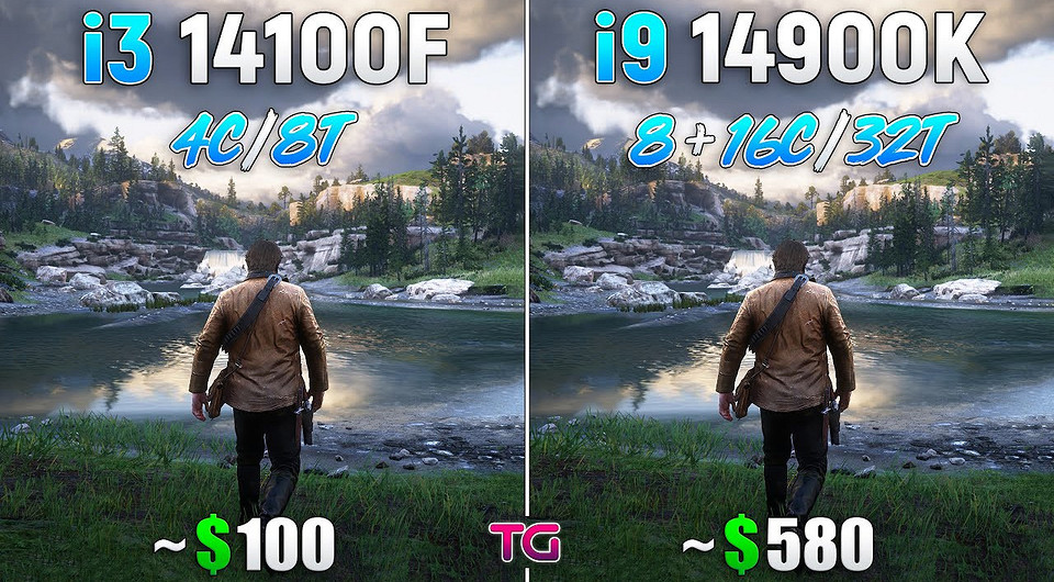 Доступный процессор Intel Core i3-14100F сравнили с топовым Intel Core i9-14900K в 9 играх