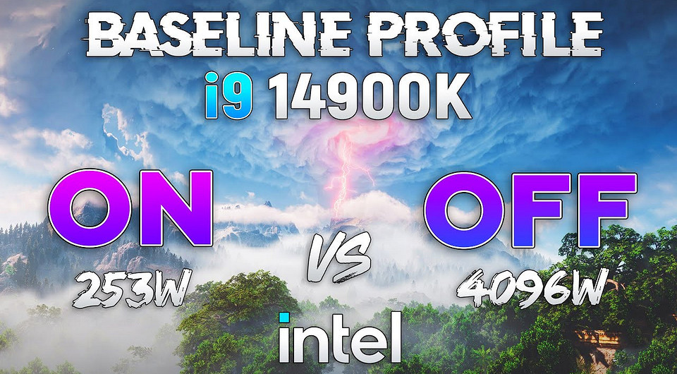 Работу процессора Intel Core i9-14900K сравнили с базовым профилем Intel и без каких-либо ограничений