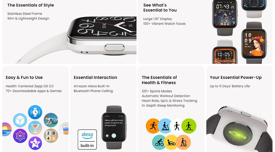 Представлены доступные смарт-часы Amazfit Bip 5 Unity с огромным экраном и стальным корпусом