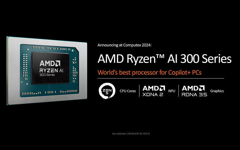 AMD анонсировала гибридные процессоры с ИИ серии Ryzen AI 300