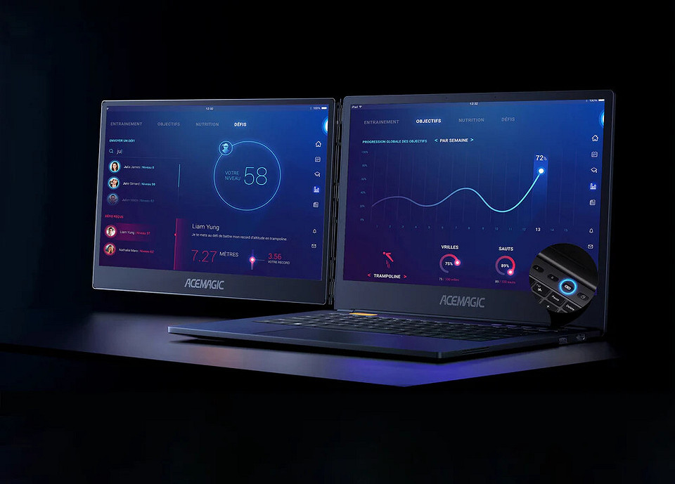 Вышел необычный ноутбук Acemagic X1 с двумя экранами