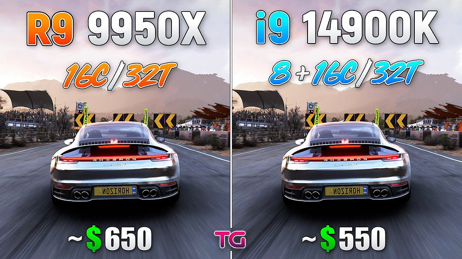Intel Core i9-14900K и AMD Ryzen 9 9950X, самые мощные процессоры Intel и AMD, сравнили в 10 играх